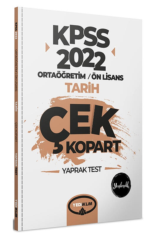 Yediiklim 2022 KPSS Ortaöğretim Ön Lisans Genel Kültür Tarih Çek Kopart  Yaprak Test