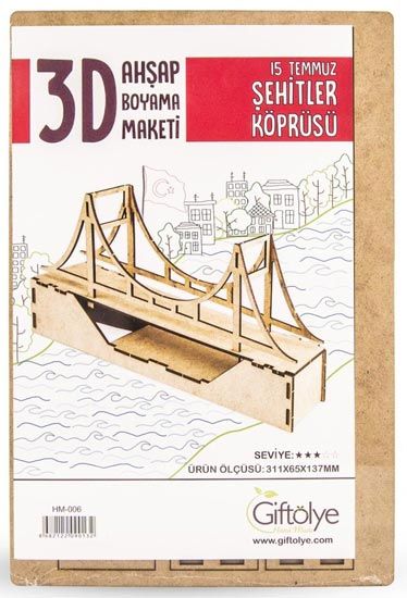 15 Temmuz Şehitler Köprüsü 3D Ahşap Boyama Maketi