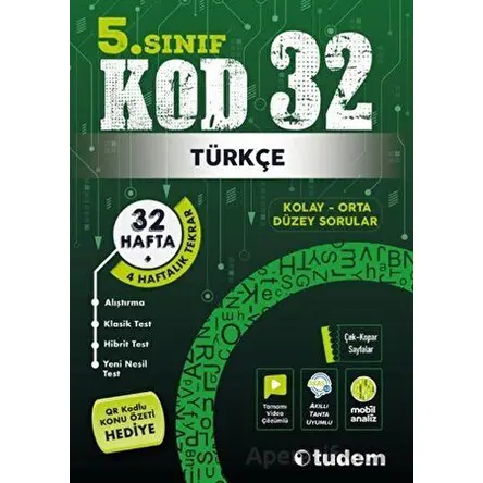 5. Sınıf Türkçe Kod 32 Tekrar Testleri - Kolektif - Tudem Yayınları